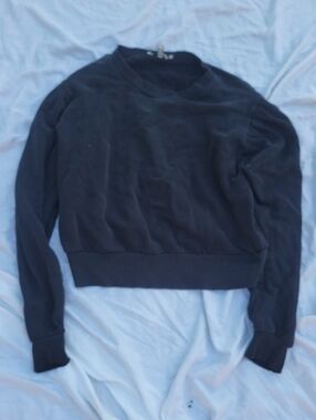 Express One Eleven Black Cropped Crewneck Sweatshirt Size Small